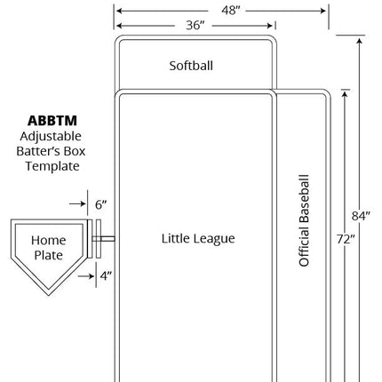 Jaypro Sports Batter's Box Template Official 4x6 ft. BBTMOFF - Play and Sync