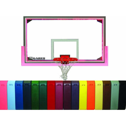 Gared 42" x 72" Buzzer Beater Gymnasium Basketball Glass Backboard Package PKAFR40PMLED PKAFRG40PMLED - Play and Sync