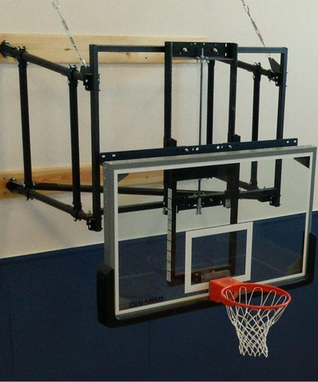 Gared 42” X 72” Fold - Up Basketball Wall Mounted Package w/ Manual Height Adjuster P2400-4064GLAAGM - Play and Sync