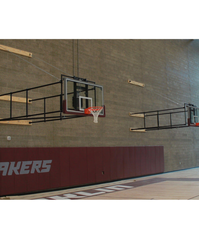 Gared 42” X 72” Side Fold Basketball Wall Mounted Package w/ Manual Height Adjuster P2500-4064GLAAGM - Play and Sync