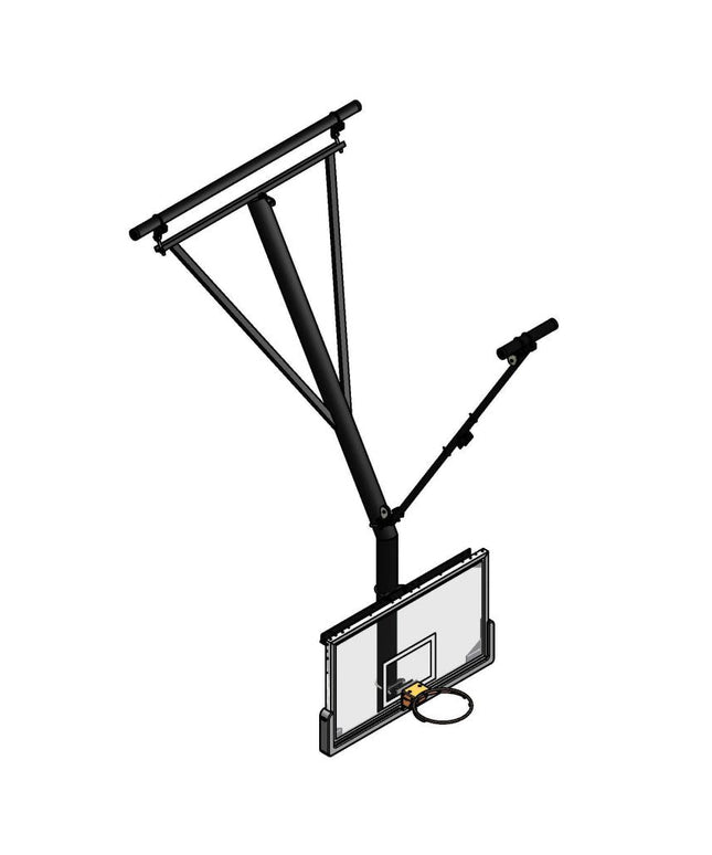 Gared Bent Single Post Front - Braced Front - Folding Ceiling Hung Basketball Backstop | 3206 3206 - Play and Sync
