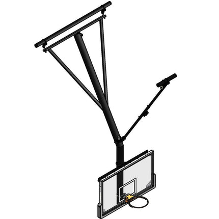 Gared Bent Single Post Front - Braced Front - Folding Ceiling Hung Basketball Backstop | 3207 3207 - Play and Sync