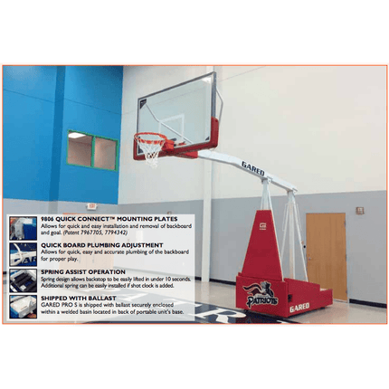 Gared Hoopmaster 5 Spring - Lift Collegiate/High School Indoor Portable Basketball Hoop 9405 9405 - Play and Sync