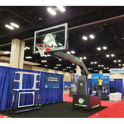 Gared Pro Arena Portable Basketball System w/ Electric Actuator 10' 8" Boom 9718E 9718E - Play and Sync