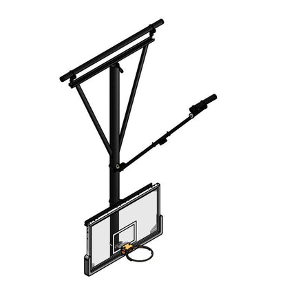 Gared Single Post Front - Braced Front - Folding Ceiling Hung Basketball Backstop | 3106 3106 - Play and Sync