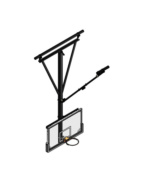 Gared Single Post Front - Braced Front - Folding Ceiling Hung Basketball Backstop | 3106 3106 - Play and Sync