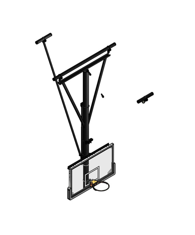 Gared Single Post Rear - Braced Front - Folding Ceiling Hung Basketball Backstop | 3103 3103 - Play and Sync
