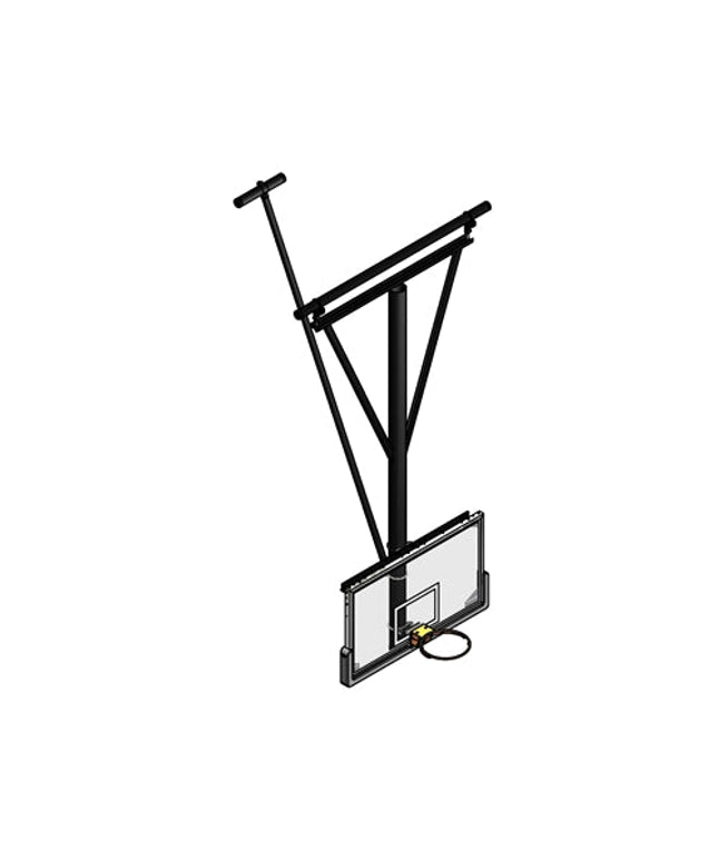 Gared Single Post Rear - Braced Rear - Folding Ceiling Hung Basketball Backstop | 3104 3104 - Play and Sync