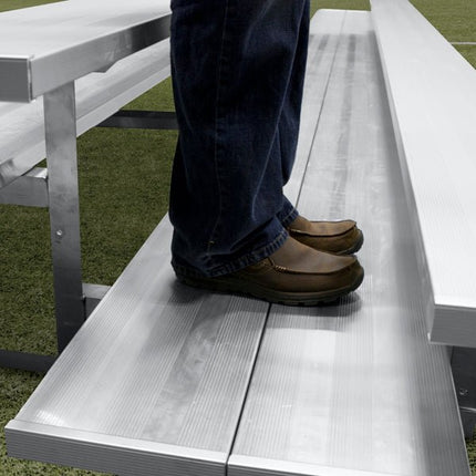 Gared Spectator Stationary 15' Low Rise Bleacher, 4 Row Double Foot Plank | GSNB0415DFLR GSNB0415DFLR - Play and Sync