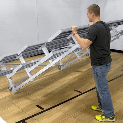 Gared Spectator Tip n' Roll 7' 6" Low Rise Bleacher, 4 Row, Double Foot Plank | TRB0408DFLR TRB0408DFLR - Play and Sync