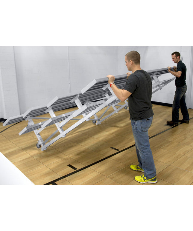 Gared Spectator Tip n' Roll 7' 6" Low Rise Bleacher, 4 Row, Double Foot Plank | TRB0408DFLR TRB0408DFLR - Play and Sync