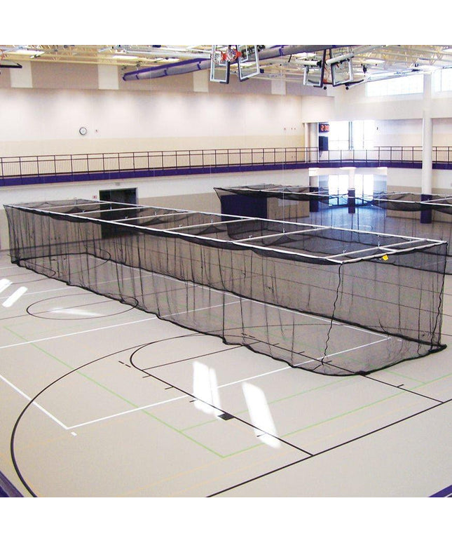 Jaypro Batting Cages - Ceiling Suspended, Retractable (70'L x 12'W x 11'H) BBC - 700B BBC-700B - Play and Sync