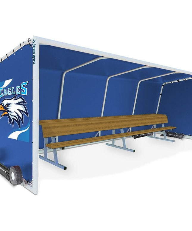 Jaypro Club Team Shelter - Portable - Aluminum Frame with Weather Resistant Covering - 10 Seat CTS - 18  - Play and Sync