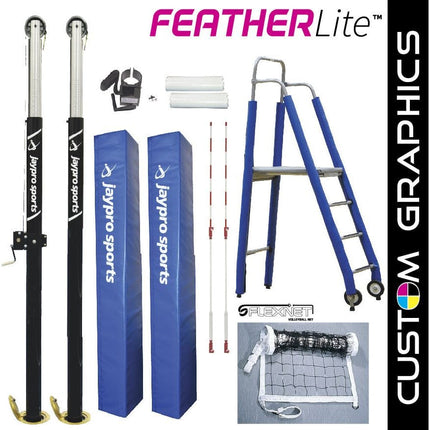 Jaypro FeatherLite Volleyball System Deluxe Package (3 in. Floor Sleeve) PVB - 4PKGDX PVB-4PKGDX - Play and Sync