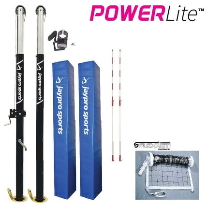 Jaypro PowerLite Volleyball System (3 in. Floor Sleeve) - NFHS, NCAA, USVBA Compliant 6500 PVB-6500 - Play and Sync