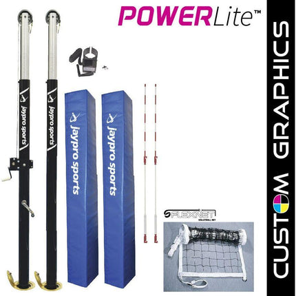 Jaypro PowerLite Volleyball System with Custom Graphics - NFHS, NCAA, USVBA PVB-7000DX - Play and Sync