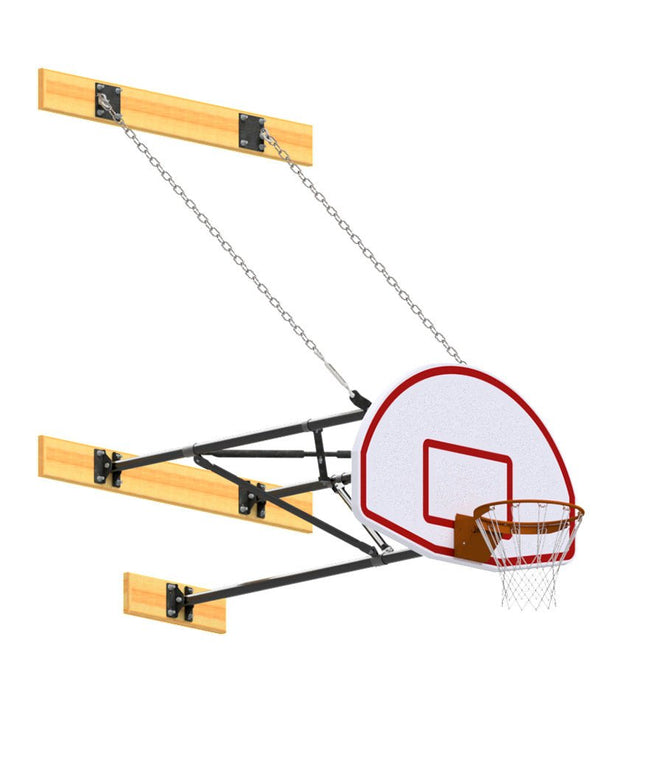 Jaypro Sports Basketball Backstop - Wall - Mounted - Shooting Station - 3 - Point Fan Backboard (3 ft. - 6 - 1/2 ft. Wall Offset) | N366FB N366FB - Play and Sync
