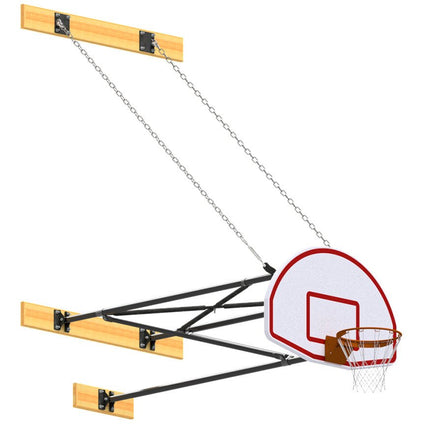 Jaypro Sports Basketball Backstop - Wall - Mounted - Shooting Station - 3 - Point Fan Backboard (6 ft. - 8 ft. Wall Offset) | N68FB N68FB - Play and Sync