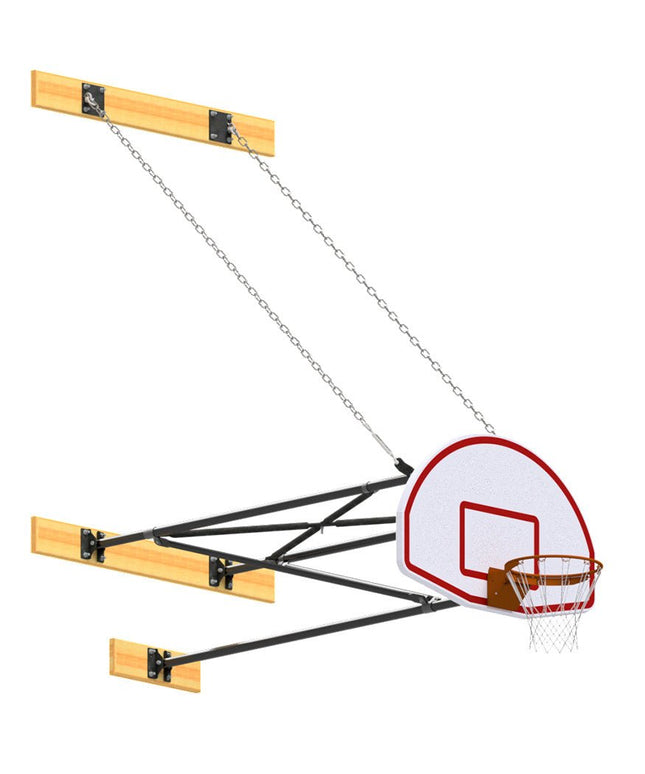 Jaypro Sports Basketball Backstop - Wall - Mounted - Shooting Station - 3 - Point Fan Backboard (6 ft. - 8 ft. Wall Offset) | N68FB N68FB - Play and Sync