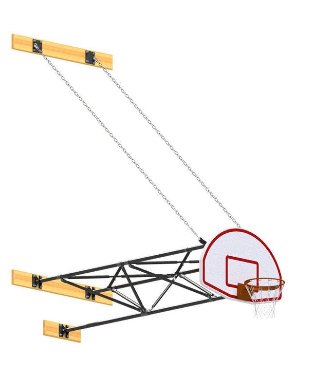 Jaypro Sports Basketball Backstop - Wall - Mounted - Shooting Station - 3 - Point Fan Backboard (8 ft. - 10 ft. Wall Offset) | N810FB N810FB - Play and Sync