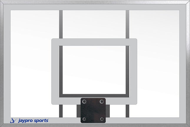 Jaypro Sports Basketball Backstop - Wall - Mounted - Shooting Station - Adjustable Height (Indoor/Outdoor) - (54 in. W x 36 in. H) - Glass Backboard, Flex Goal, Edge/Protector Padding | WM - 54 WM-54 - Play and Sync