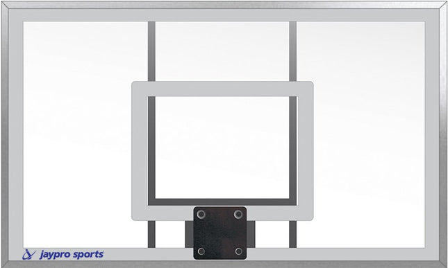 Jaypro Sports Basketball Backstop - Wall - Mounted - Shooting Station - Adjustable Height (Indoor/Outdoor) - (60 in. W x 36 in. H) - Glass Backboard, Flex Goal, Edge/Protector Padding | WM - 65 WM-65 - Play and Sync