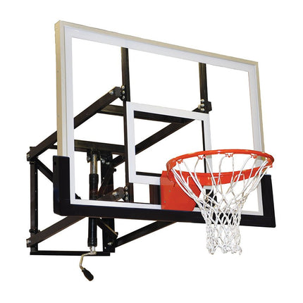 Jaypro Sports Basketball Backstop - Wall - Mounted - Shooting Station - Adjustable Height (Indoor/Outdoor) - (60 in. W x 36 in. H) - Glass Backboard, Flex Goal, Edge/Protector Padding | WM - 65 WM-65 - Play and Sync