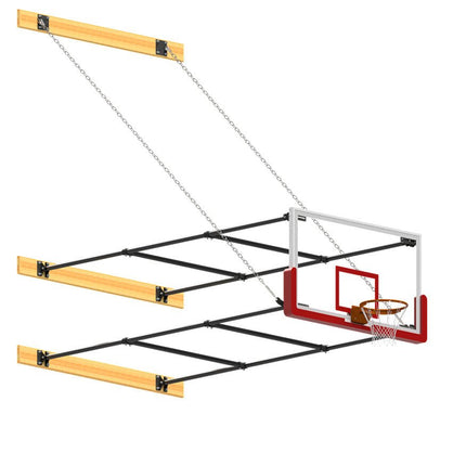 Jaypro Sports Basketball Backstop - Wall - Mounted - Shooting Station - Stationary Glass Backboard (10 ft. - 12 ft. Wall Offset) | N1012GB N1012GB - Play and Sync