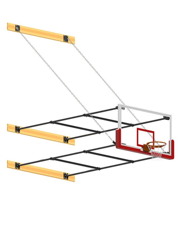 Jaypro Sports Basketball Backstop - Wall - Mounted - Shooting Station - Stationary Glass Backboard (10 ft. - 12 ft. Wall Offset) | N1012GB N1012GB - Play and Sync