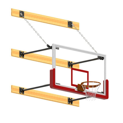 Jaypro Sports Basketball Backstop - Wall - Mounted - Shooting Station - Stationary Glass Backboard (2 ft. - 4 ft. Wall Offset) | N24GB N24GB - Play and Sync