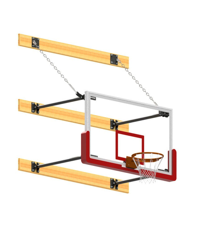 Jaypro Sports Basketball Backstop - Wall - Mounted - Shooting Station - Stationary Glass Backboard (2 ft. - 4 ft. Wall Offset) | N24GB N24GB - Play and Sync