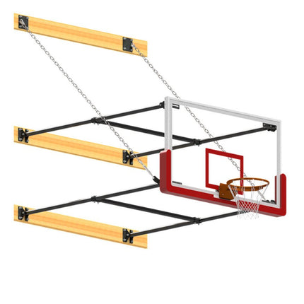 Jaypro Sports Basketball Backstop - Wall - Mounted - Shooting Station - Stationary Glass Backboard (6 ft. To 8 ft. Wall Offset) | N68GB N68GB - Play and Sync