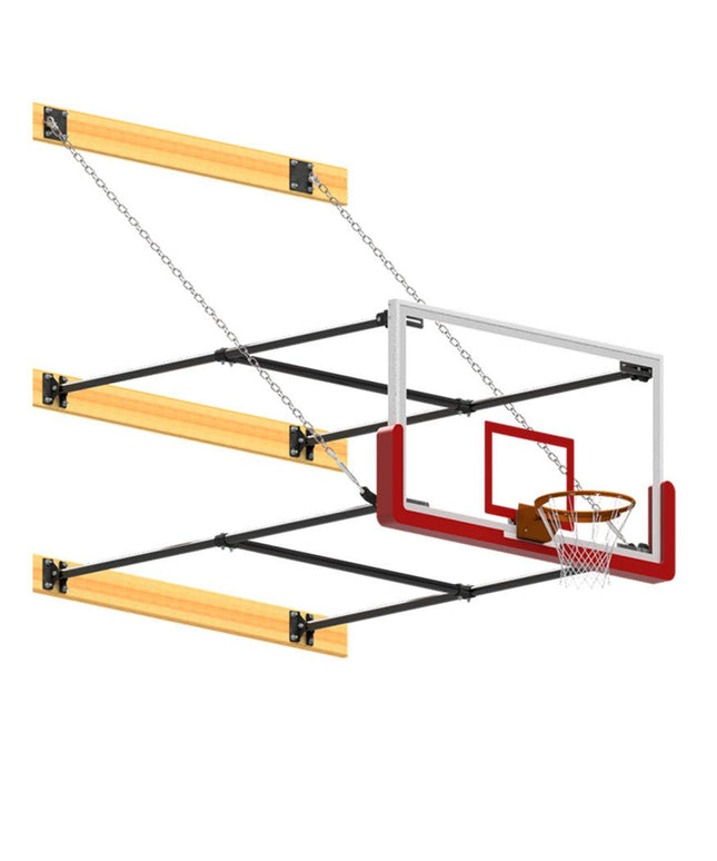 Jaypro Sports Basketball Backstop - Wall - Mounted - Shooting Station - Stationary Glass Backboard (6 ft. To 8 ft. Wall Offset) | N68GB N68GB - Play and Sync