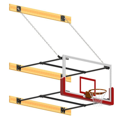 Jaypro Sports Basketball Backstop - Wall - Mounted - Shooting Station - Stationary Glass Backboard - System (4 ft. - 6 ft. Wall Offset) | N46GB N46GB - Play and Sync