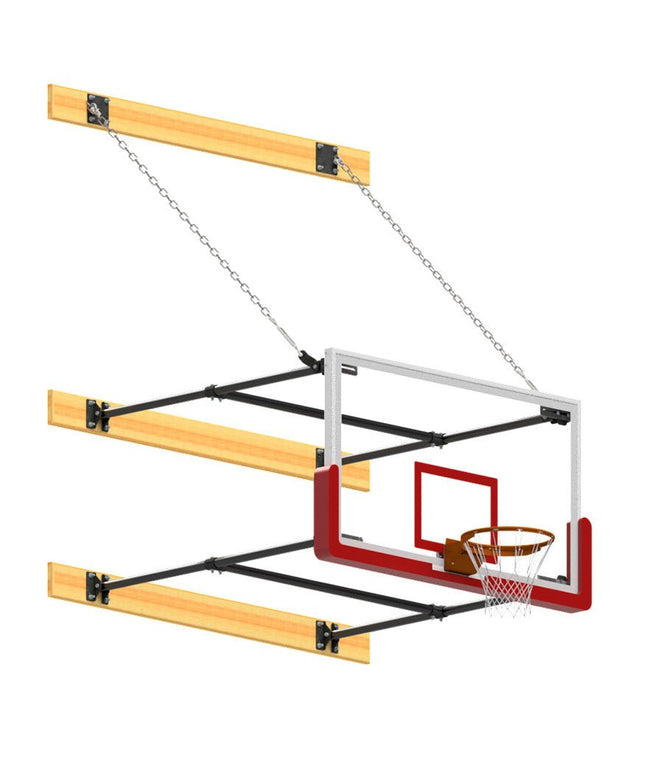 Jaypro Sports Basketball Backstop - Wall - Mounted - Shooting Station - Stationary Glass Backboard - System (4 ft. - 6 ft. Wall Offset) | N46GB N46GB - Play and Sync