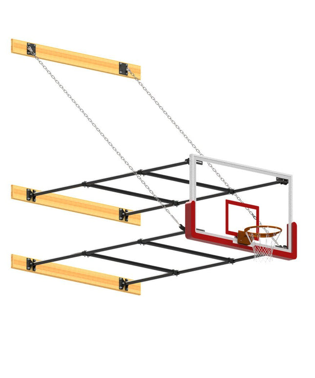 Jaypro Sports Basketball Backstop - Wall - Mounted - Stationary Glass Backboard - Shooting Station (8 ft. To 10 ft. Wall Offset) | N810GB N810GB - Play and Sync