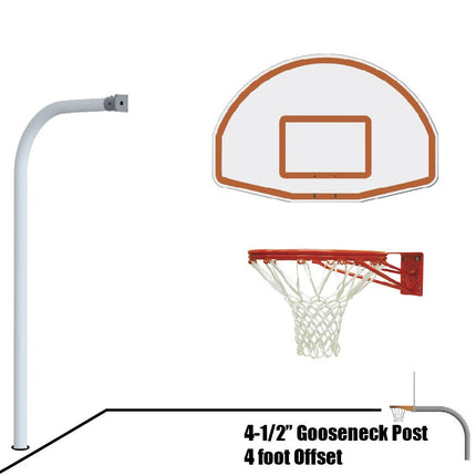 Jaypro Sports Basketball System - Gooseneck (4 - 1/2 in. Pole with 4 ft. Offset) - 54 in. Aluminum Fan Board - Double Rim Goal | 996 - FABT - DR 996-FABT-DR - Play and Sync