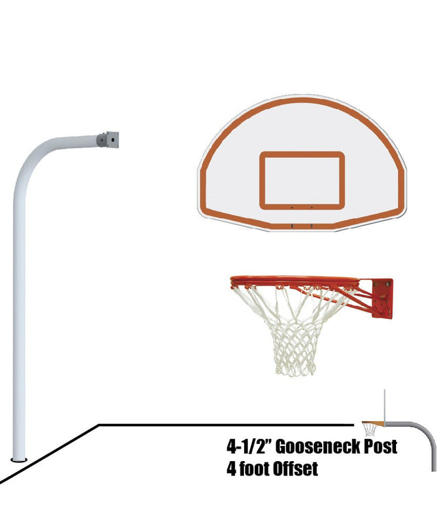 Jaypro Sports Basketball System - Gooseneck (4 - 1/2 in. Pole with 4 ft. Offset) - 54 in. Aluminum Fan Board - Double Rim Goal | 996 - FABT - DR 996-FABT-DR - Play and Sync