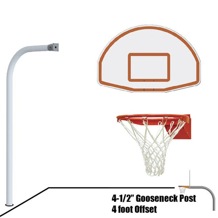 Jaypro Sports Basketball System - Gooseneck (4 - 1/2 in. Pole with 4 ft. Offset) - 54 in. Aluminum Fan Board - Flex Rim Goal | 996 - FABT - FR 996-FABT-FR - Play and Sync