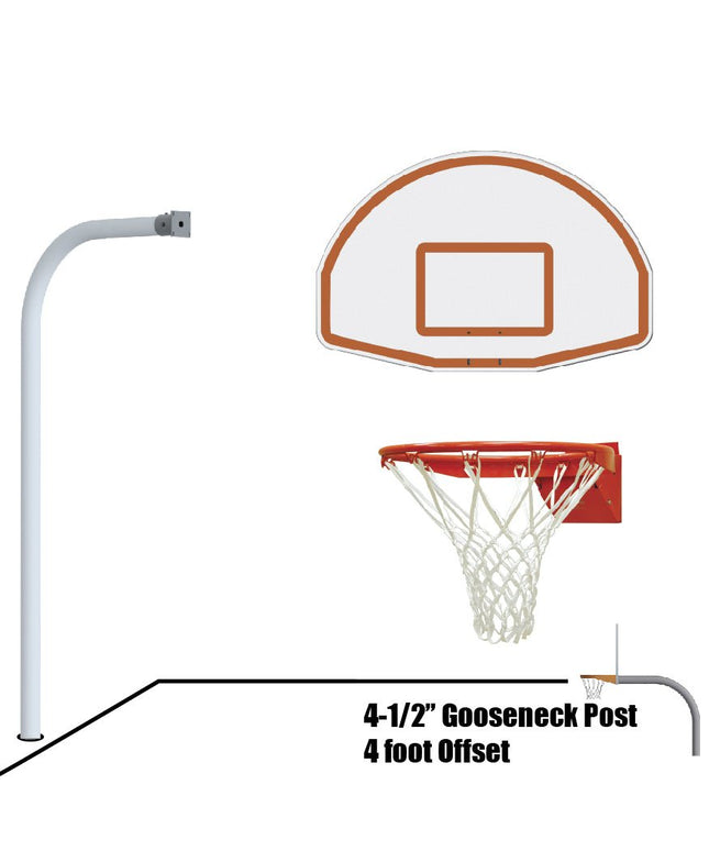 Jaypro Sports Basketball System - Gooseneck (4 - 1/2 in. Pole with 4 ft. Offset) - 54 in. Aluminum Fan Board - Flex Rim Goal | 996 - FABT - FR 996-FABT-FR - Play and Sync