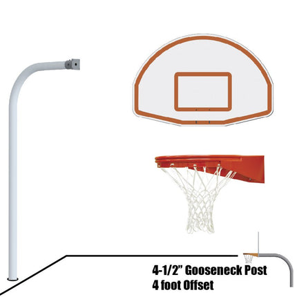 Jaypro Sports Basketball System - Gooseneck (4 - 1/2 in. Pole with 4 ft. Offset) - 54 in. Aluminum Fan Board - Playground Goal | 996 - FABT - UG 996-FABT-UG - Play and Sync