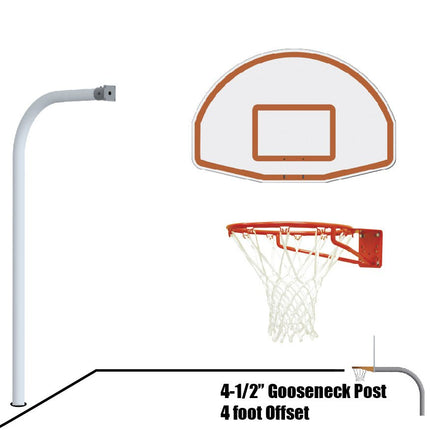 Jaypro Sports Basketball System - Gooseneck (4 - 1/2 in. Pole with 4 ft. Offset) - 54 in. Aluminum Fan Board - Super Goal | 996 - FABT - SG 996-FABT-SG - Play and Sync