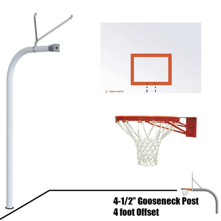 Jaypro Sports Basketball System - Gooseneck (4 - 1/2 in. Pole with 4 ft. Offset) - 60 in. Steel Board - Double Rim Goal | 996 - ST - DR 996-ST-DR - Play and Sync