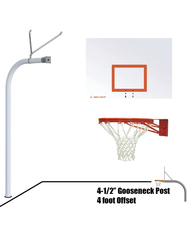 Jaypro Sports Basketball System - Gooseneck (4 - 1/2 in. Pole with 4 ft. Offset) - 60 in. Steel Board - Double Rim Goal | 996 - ST - DR 996-ST-DR - Play and Sync