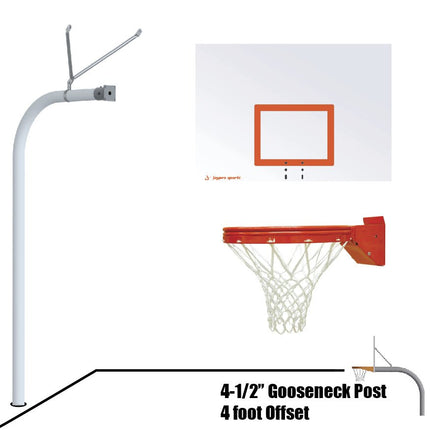 Jaypro Sports Basketball System - Gooseneck (4 - 1/2 in. Pole with 4 ft. Offset) - 60 in. Steel Board - Playground Breakaway Goal | 996 - ST - UB 996-ST-UB - Play and Sync