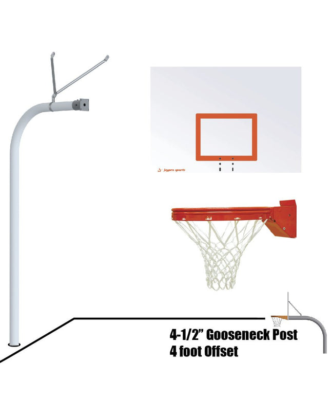 Jaypro Sports Basketball System - Gooseneck (4 - 1/2 in. Pole with 4 ft. Offset) - 60 in. Steel Board - Playground Breakaway Goal | 996 - ST - UB 996-ST-UB - Play and Sync