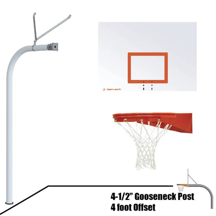 Jaypro Sports Basketball System - Gooseneck (4 - 1/2 in. Pole with 4 ft. Offset) - 60 in. Steel Board - Playground Goal | 996 - ST - UG 996-ST-UG - Play and Sync