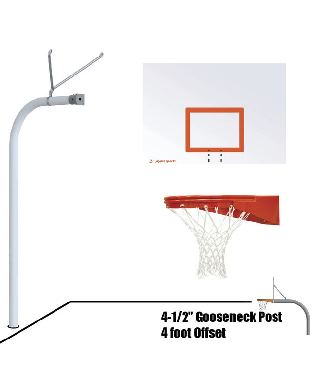 Jaypro Sports Basketball System - Gooseneck (4 - 1/2 in. Pole with 4 ft. Offset) - 60 in. Steel Board - Playground Goal | 996 - ST - UG 996-ST-UG - Play and Sync