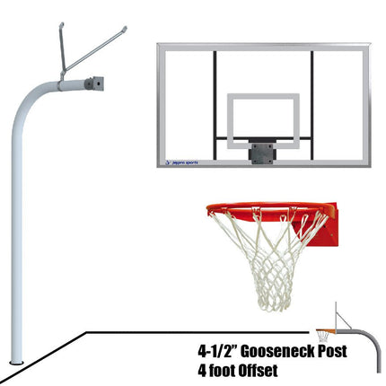 Jaypro Sports Basketball System - Gooseneck (4 - 1/2 in. Pole with 4 ft. Offset) - 72 in. Acrylic Board - Flex Rim Goal | 996 - AC - FR 996-AC-FR - Play and Sync