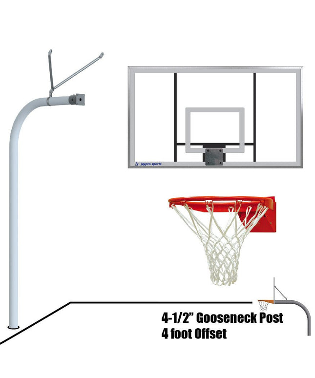 Jaypro Sports Basketball System - Gooseneck (4 - 1/2 in. Pole with 4 ft. Offset) - 72 in. Acrylic Board - Flex Rim Goal | 996 - AC - FR 996-AC-FR - Play and Sync